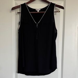 Candie's Black V-Neck Tank Top with Zipper Accent
